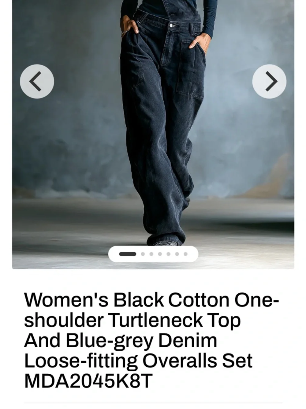 Modesees Asymmetric One-Shoulder BlueTurtleneck with  Blue One Shoulder Overalls - Picture 5 of 13